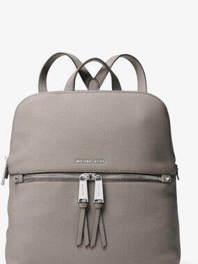 Michael Kors Taupe Leather Backpack in grey
